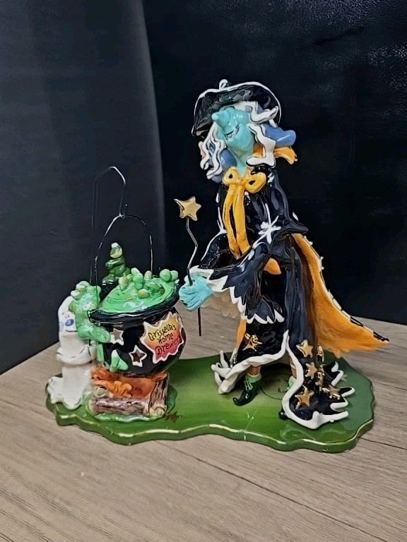 Blue Sky Clayworks 2003 Grisella Witch Home Brewery Tea Light Holder *READ