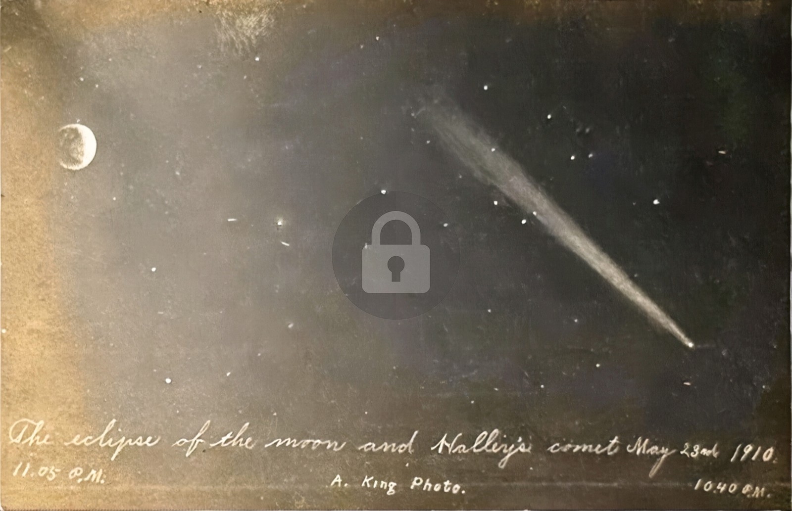 1910 Halley\'s Comet & Eclipse of the Moon Archer King KS RPPC Postcard COPY