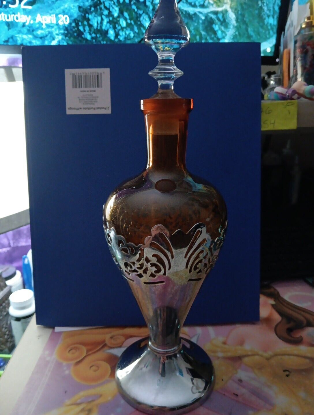 Farber Brothers Amber Art Deco Decanter 