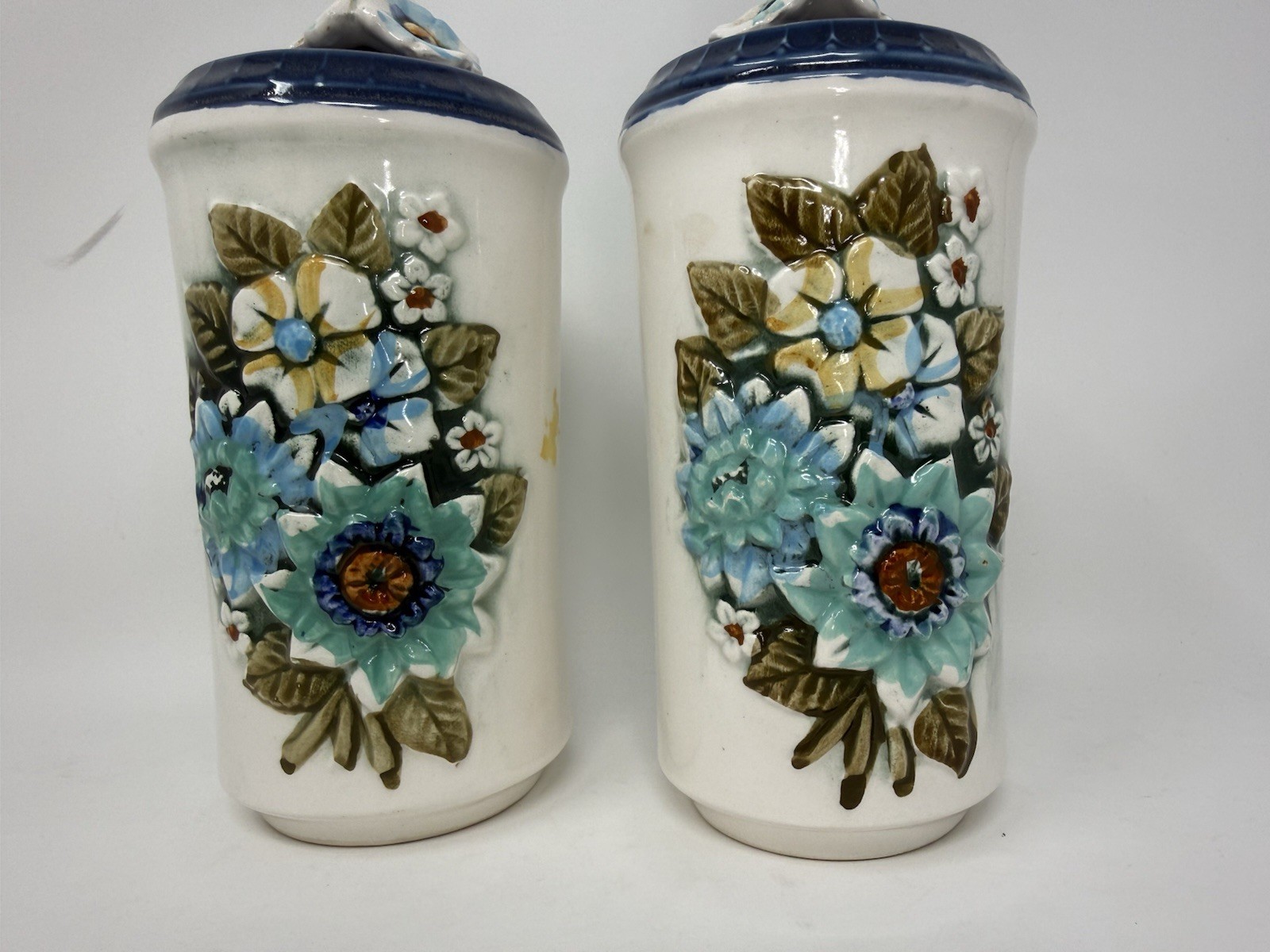 Vintage Tilso Ceramic Salt And Pepper Shakers  Floral Flower Large