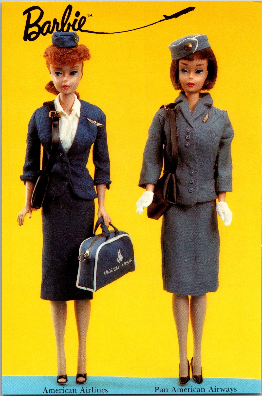 [4Mos] Postcard Unused, Barbie Stewardess, Pan Am American