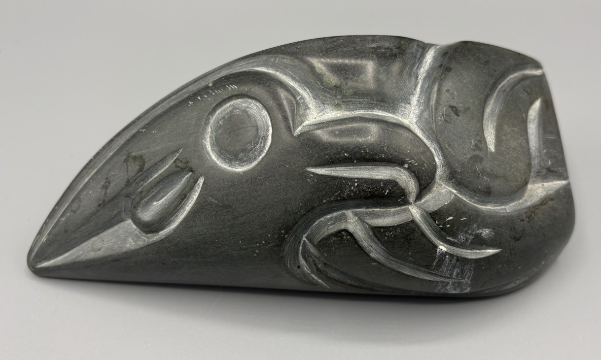 Signed Northwest Coast Argillite Raven Carving 6.5” Native Indigenous Art