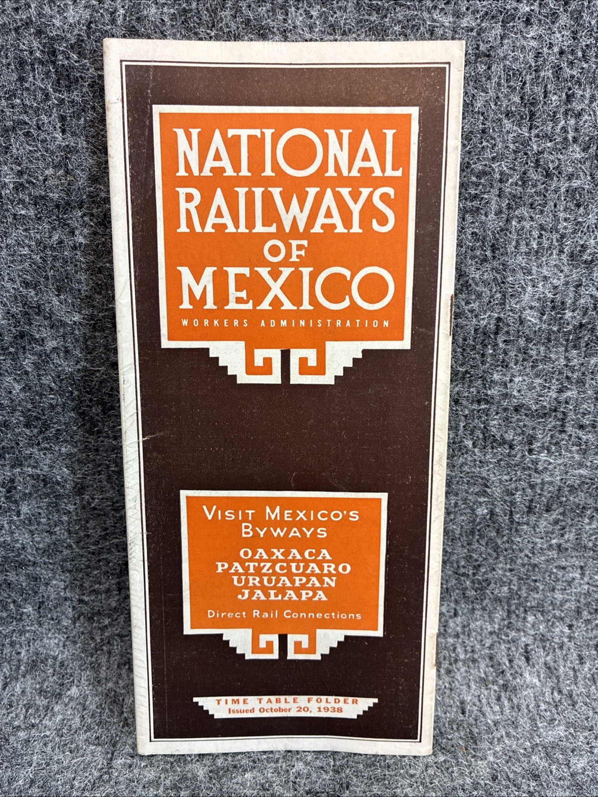 Rare 1938 National Railways of Mexico Timetable Workers Administration NDeM Map