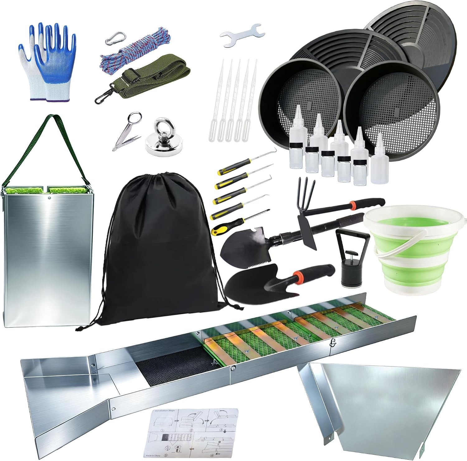 37Pcs Complete Gold Panning Kit with 50 37Pcs Complete Gold Panning Kit with 50
