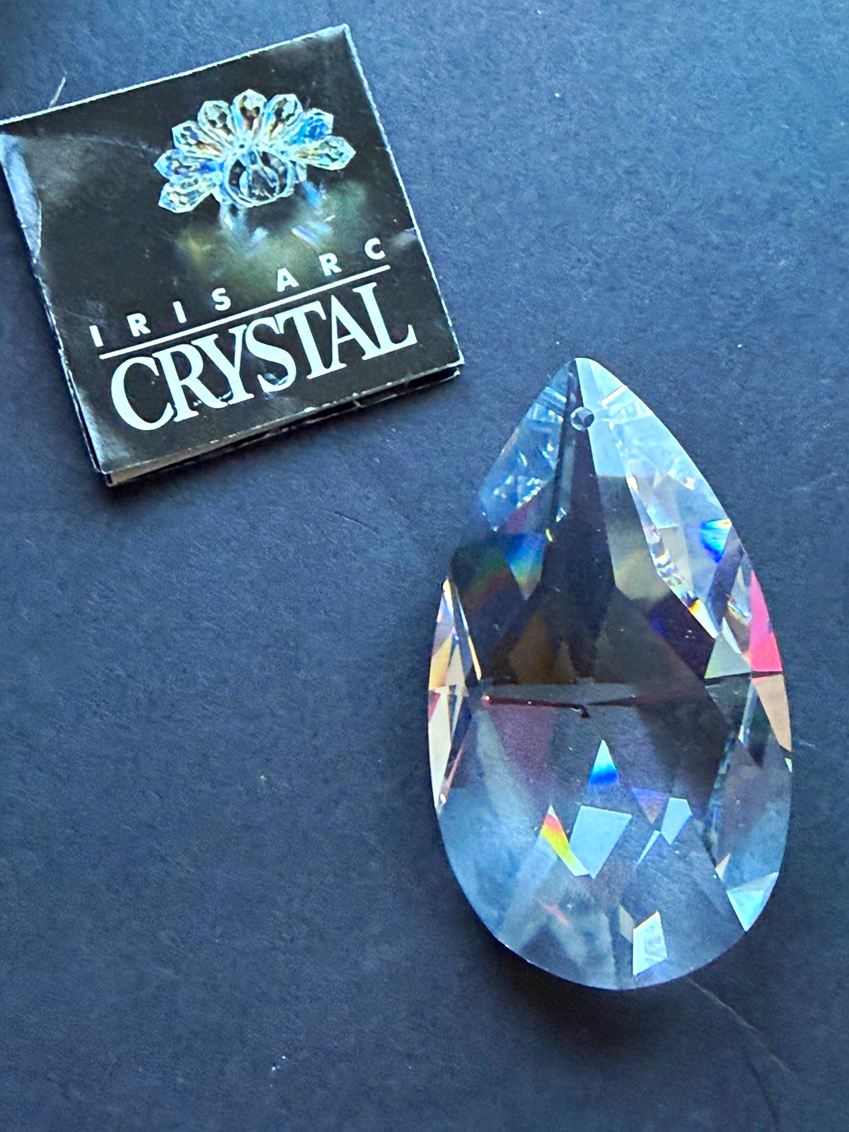 Vintage 1985 Iris Arc Austrian Crystal Teardrop Prism 3” Suncatcher Boxed