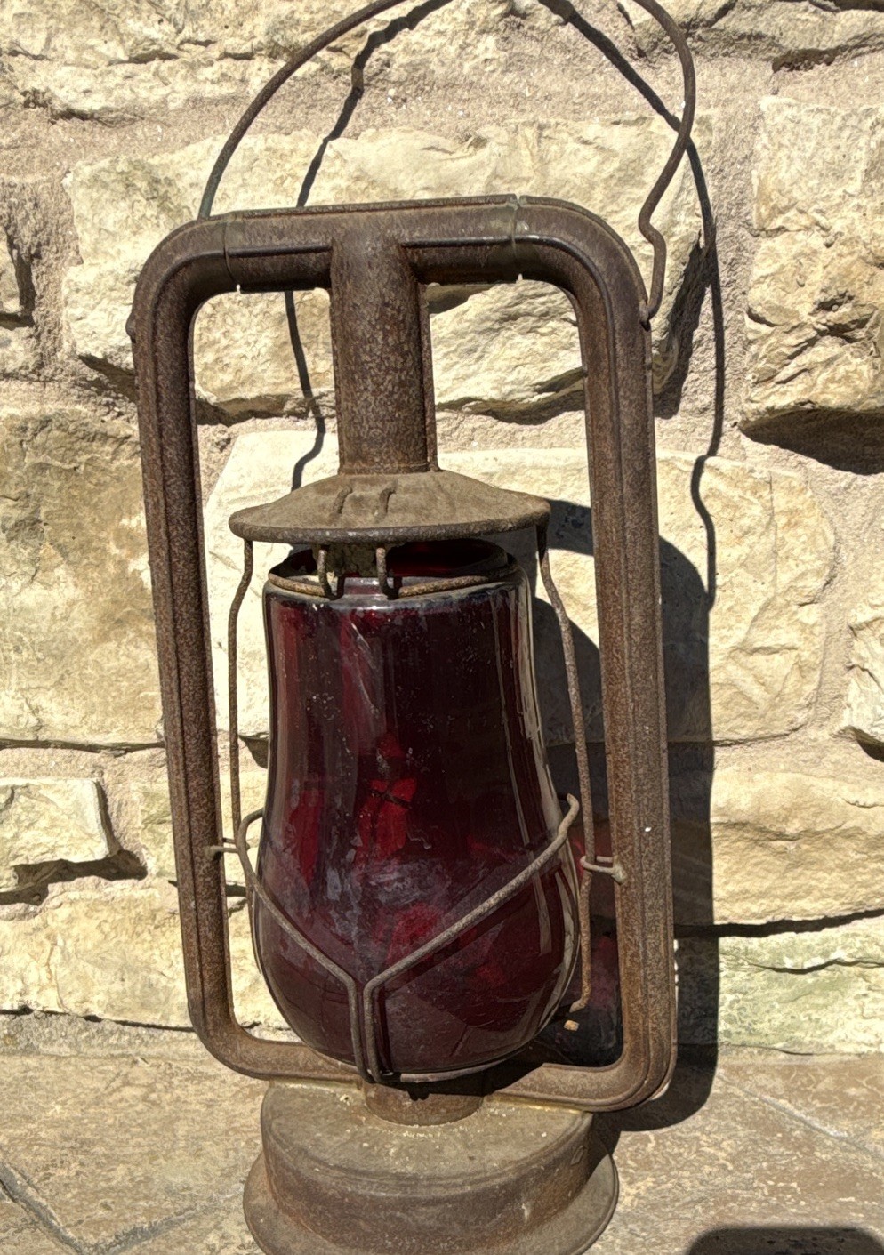 Dietz Vintage Railroad Lantern with Red Globe Light New York  