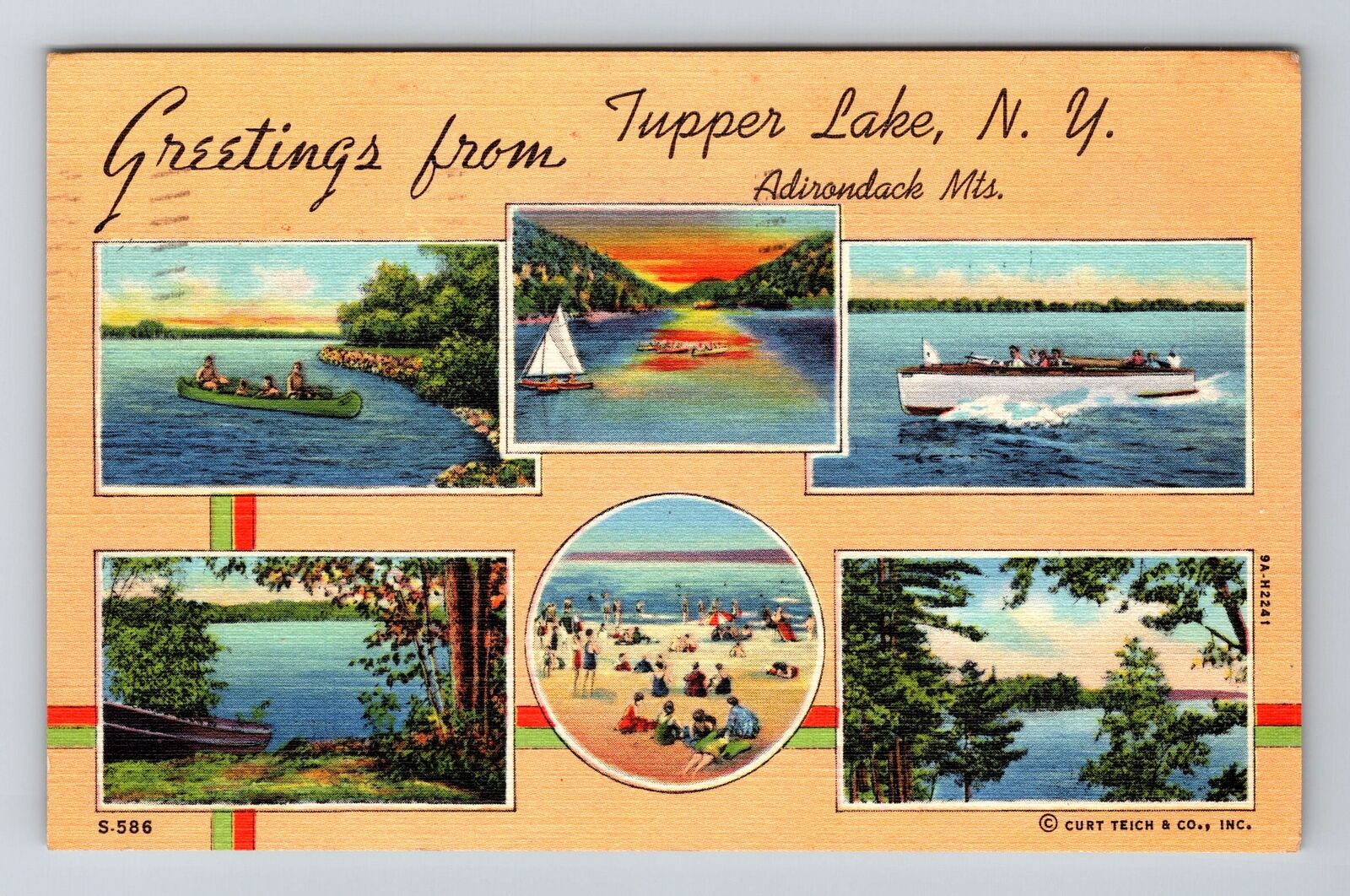 Adirondacks NY-New York, General Greetings, Tupper Lake, c1948 Vintage Postcard