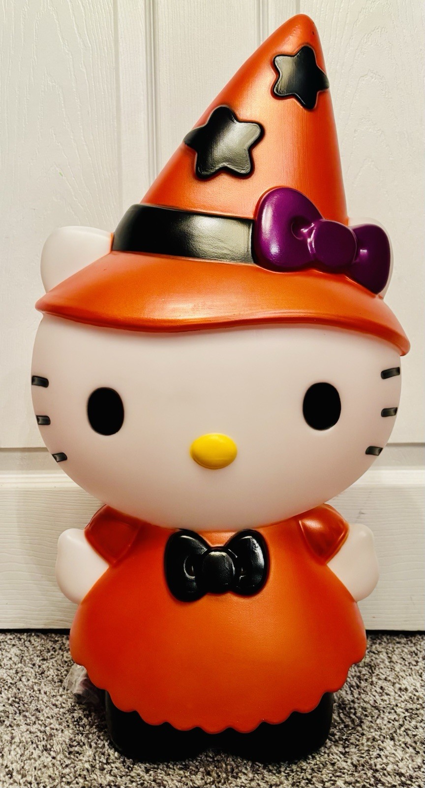 Hello Kitty Halloween Orange & Black Witch Blow Mold Lighted Decor CVS Exclusive
