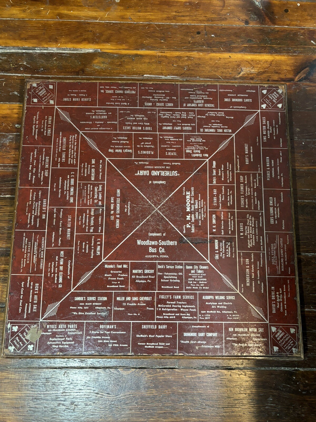 Rare Aliquippa Pa Vintage Advertising Folding Card Poker Table Beaver County