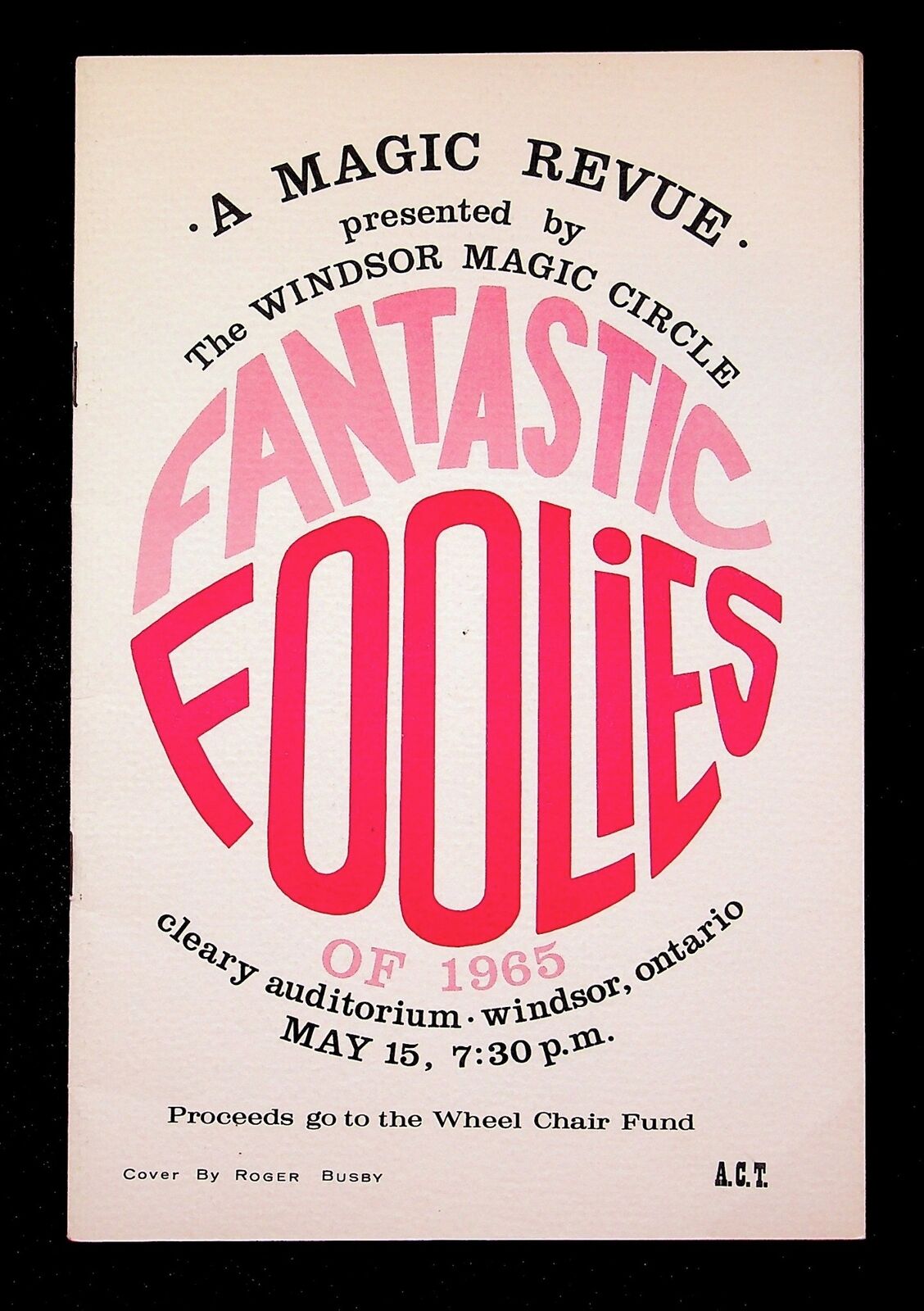 1965 WINDSOR MAGIC CIRCLE Fantastic Follies Convention Program Windsor, Ontario