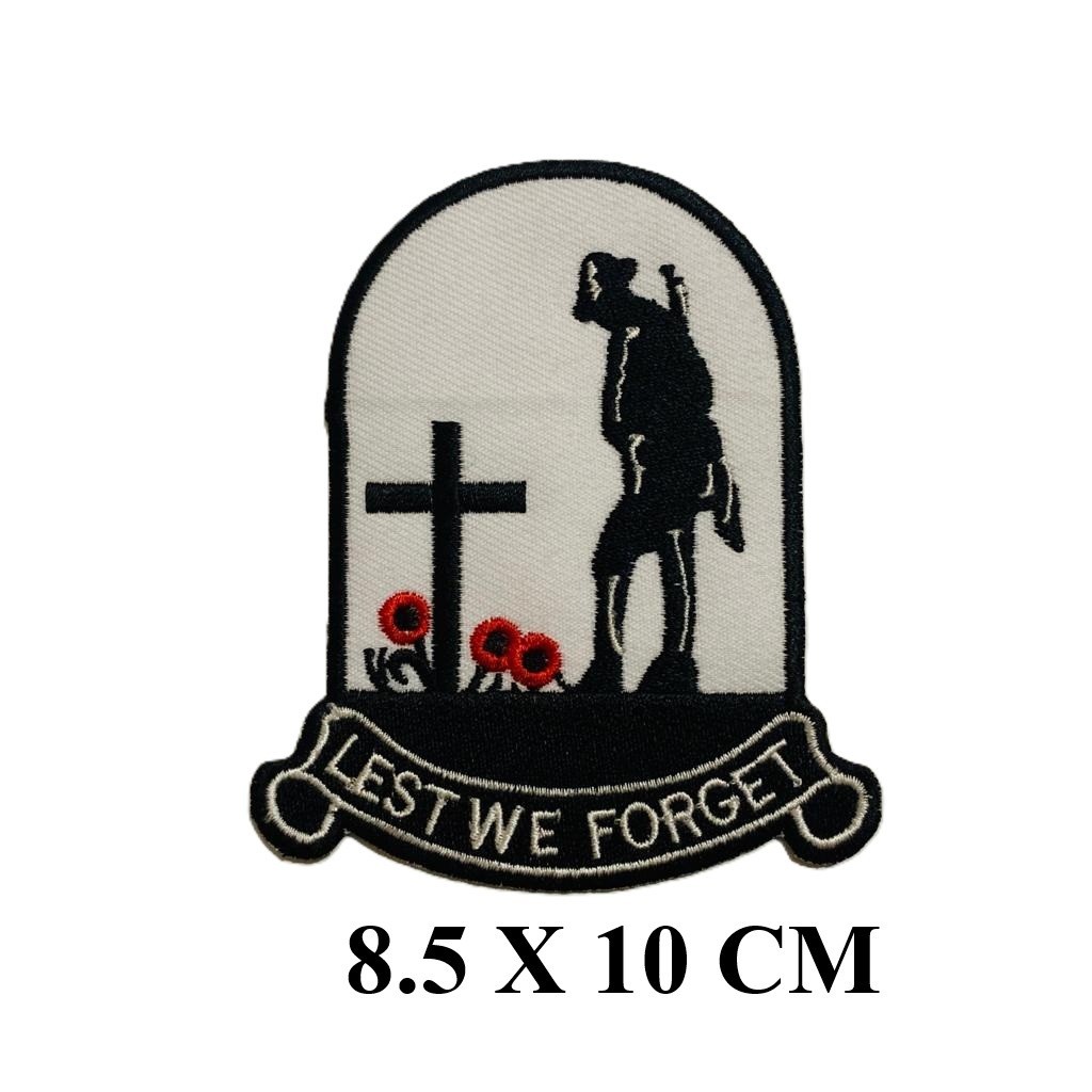 Lest We Forget UK England Poppy Flower Iron Sew On Patch Jacket Jeans Leather