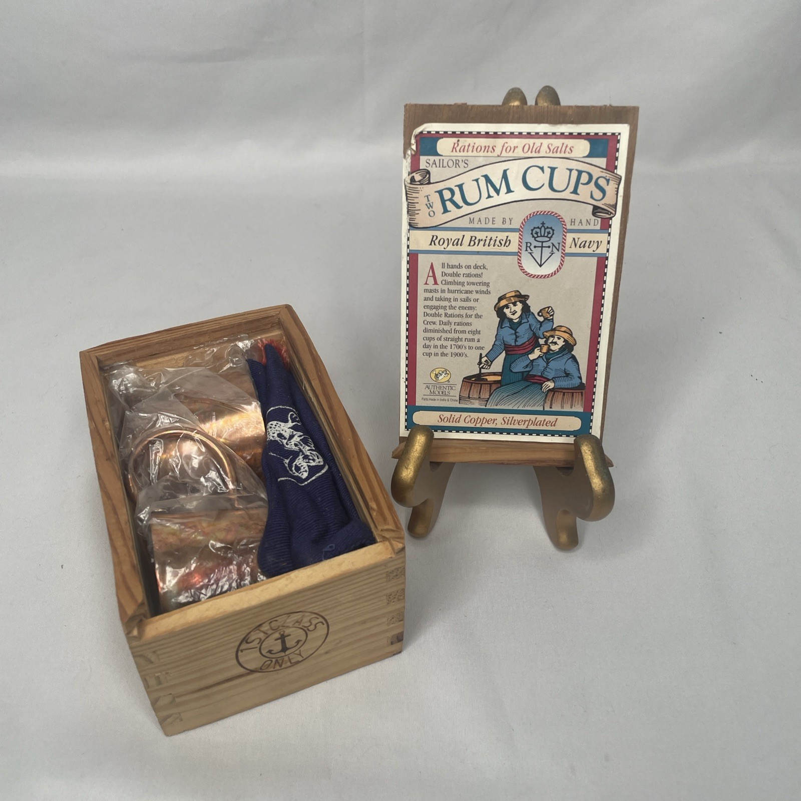Rations for Old Salts - Two Sailor's Rum Cups - Solid Copper & Silverplated