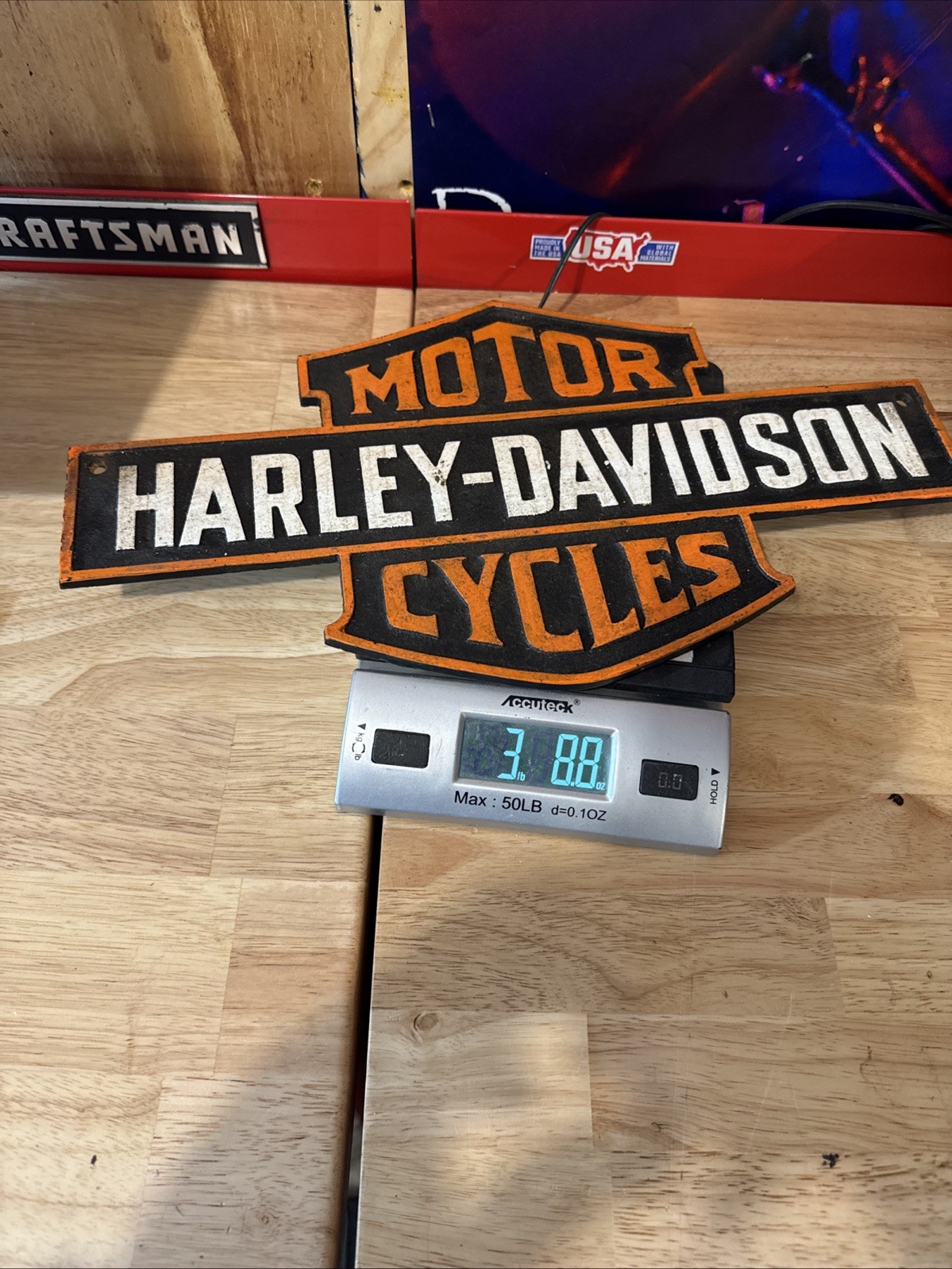 Harley Davidson Motorcycle Sign Plaque Metal Art Deco USA Outlaw Mechanic Gift