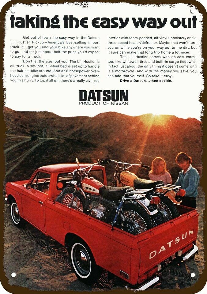 1971 DATSUN LI'L HUSTLER Pickup Truck Vintage-Look DECORATIVE REPLICA METAL SIGN