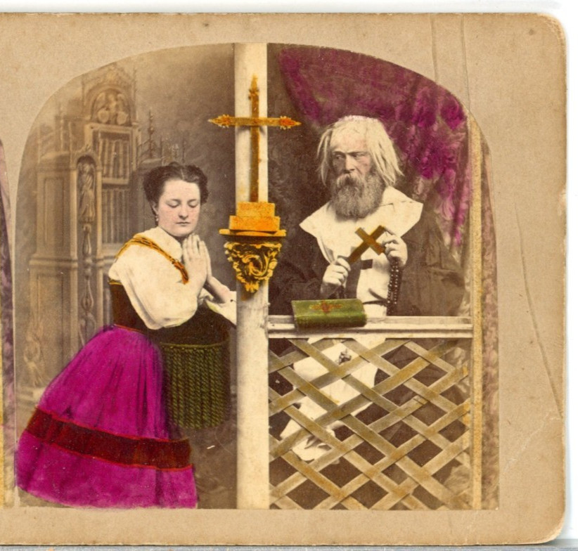 GENRE, The Confession, c.1870s--Stereoview A190