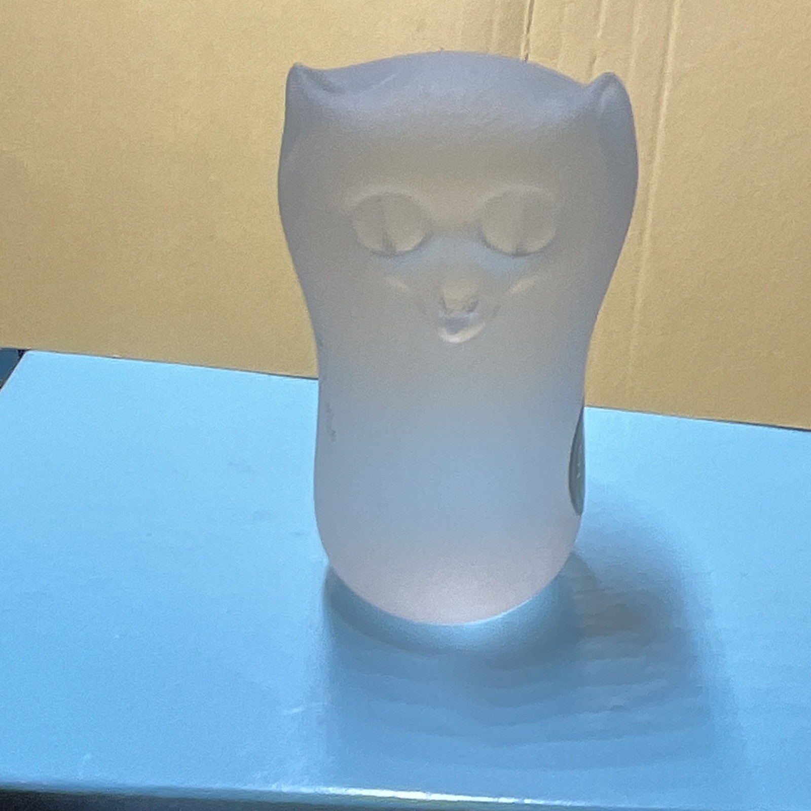 Mid Century Modern Frosted 24% Lead Crystal Owl