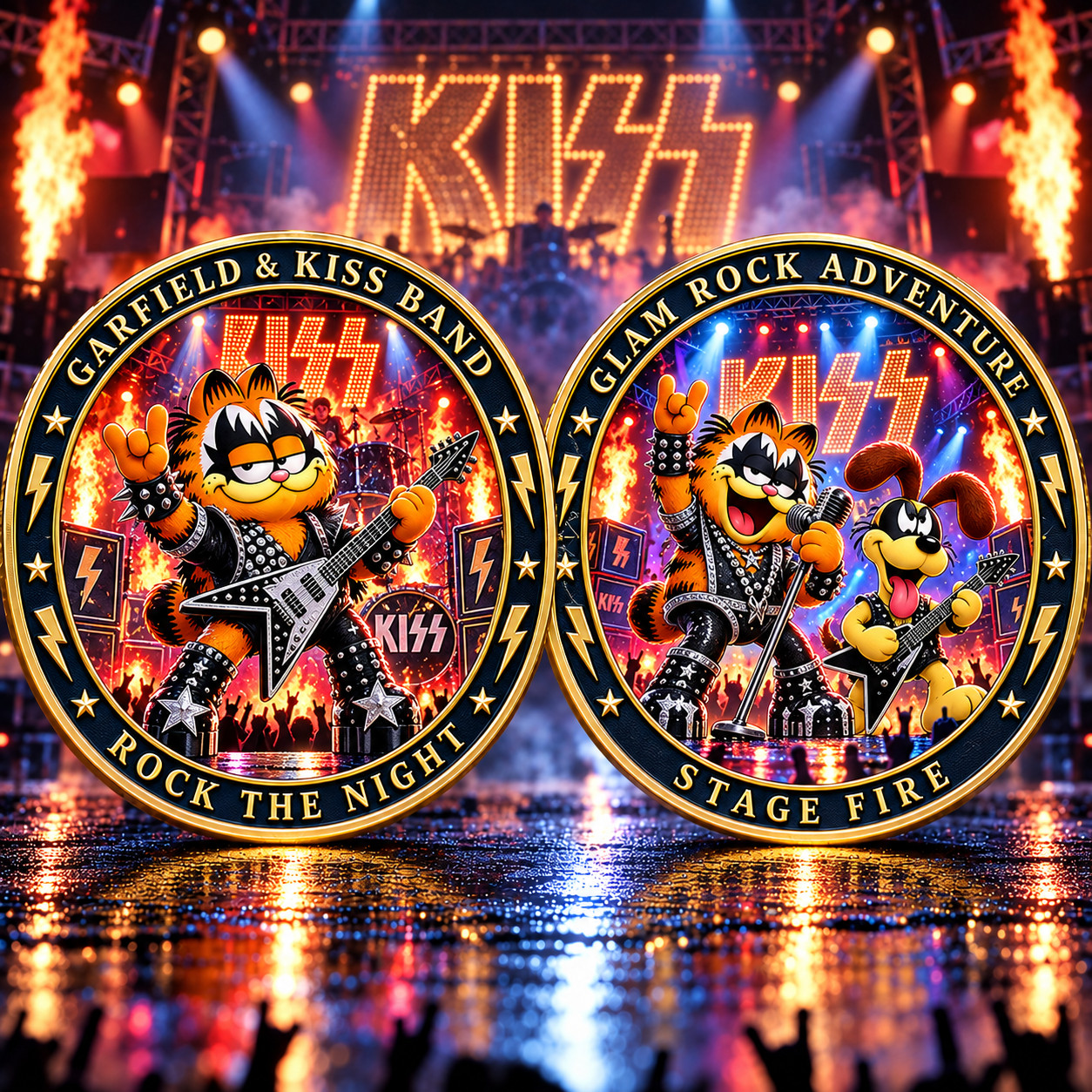 Garfield Odie Glam Rock Adventure Stage Fire Commemorative Coin V1210263