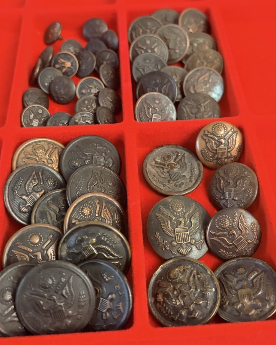 US Army Great Seal Buttons Lot 50+ Pre-WWI WWI WWII Vintage Maker Marks Antique