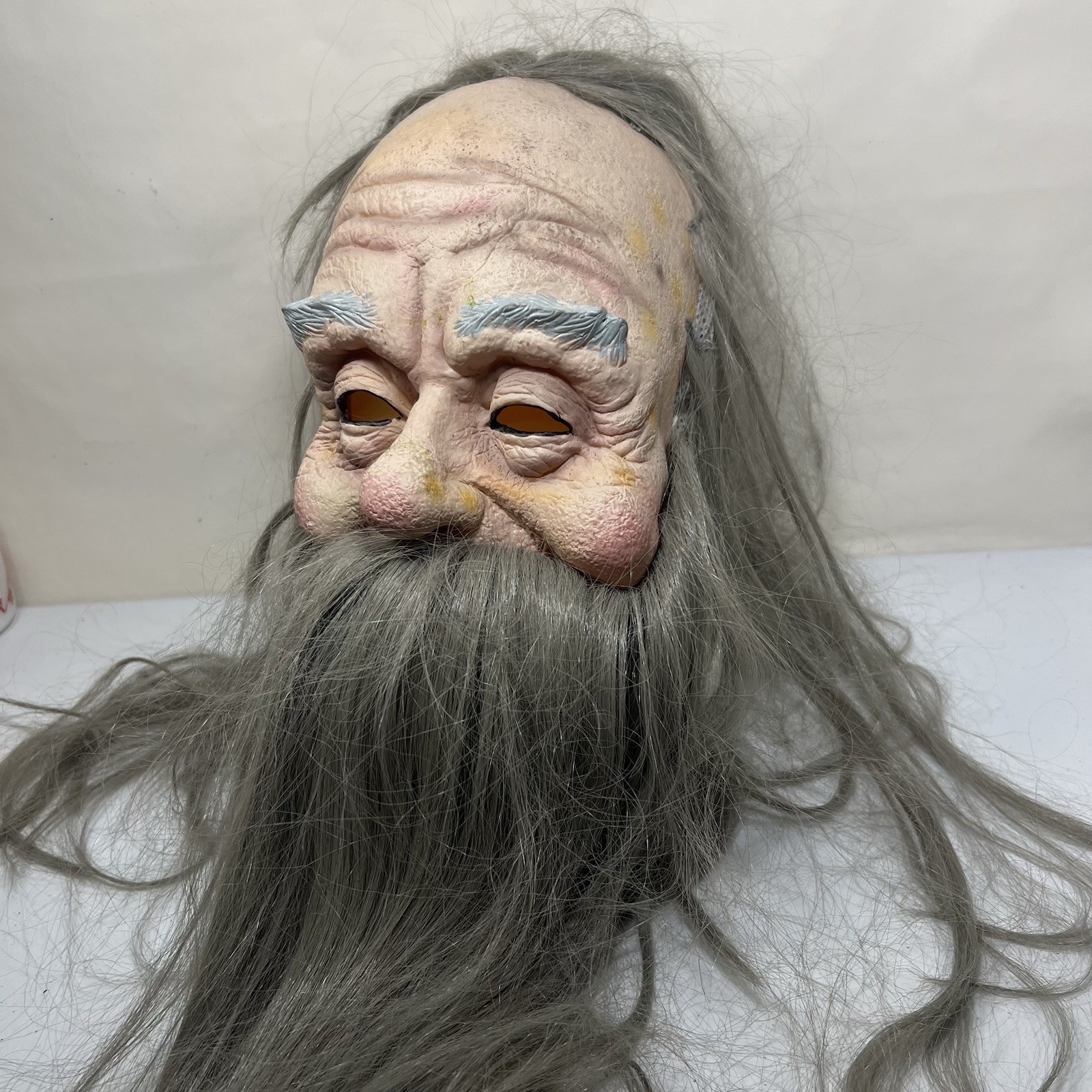 VTG 1998 Paper Magic Group Old Man Wizard Latex Mask Gray Beard Halloween RARE