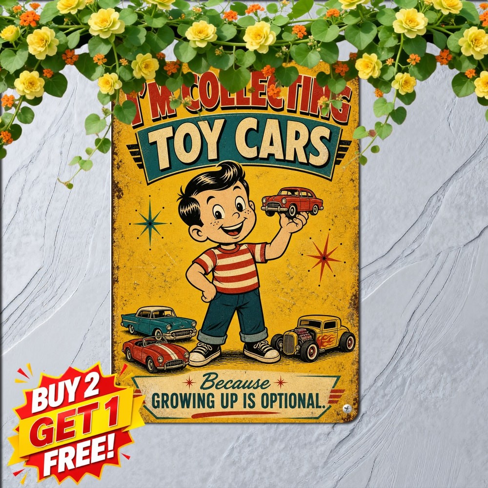 Vintage Diecast Toy Cars Collecting Retro Metal Tin Sign Garage Wall Art Plaque