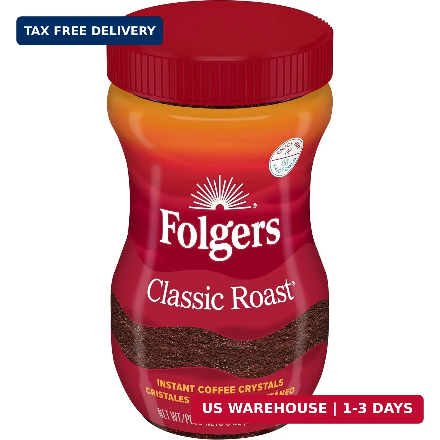 Folgers Classic Roast Instant Coffee, 8 Ounce (Pack of 1)