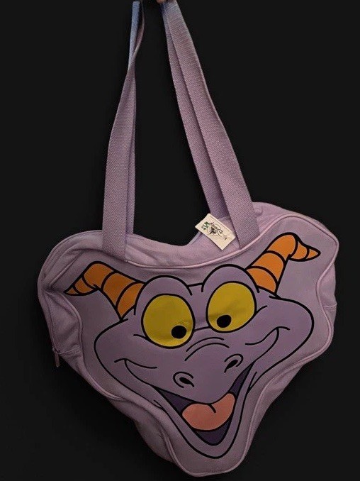 NWT Disney Parks EPCOT Figment Big Face Shaped Canvas Tote Bag Purple 2024 WDW