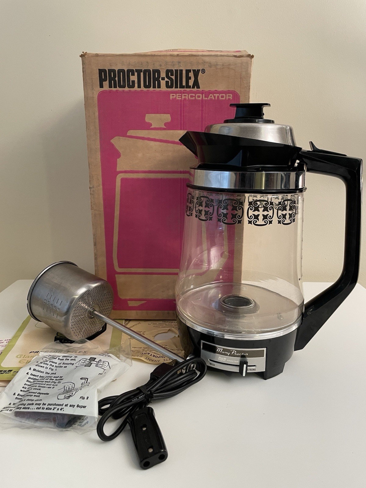 Vintage 1969 Proctor Silex 12 Cup Glass Electric Percolator Brand New w/ Box