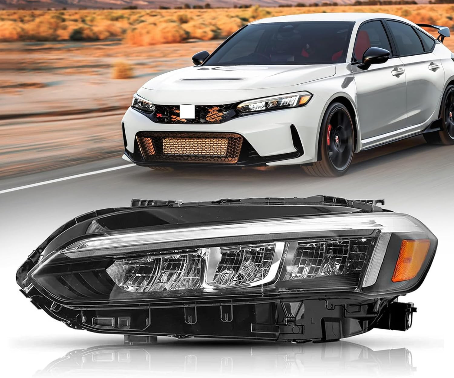Left Full LED Headlight Assembly for 2022-2024 Honda Civic Ex-L/Si/Sport/Sport T