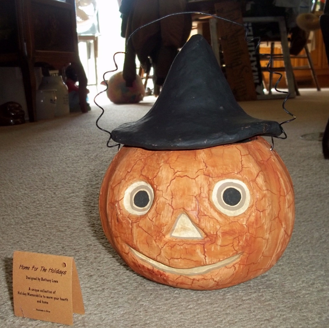 VINTAGE BETHANY LOWE PAPER MACHE JOL PUMPKIN BASKET WITCH HAT HALLOWEEN VINTAGE BETHANY LOWE PAPER MACHE JOL PUMPKIN BASKET WITCH HAT HALLOWEEN