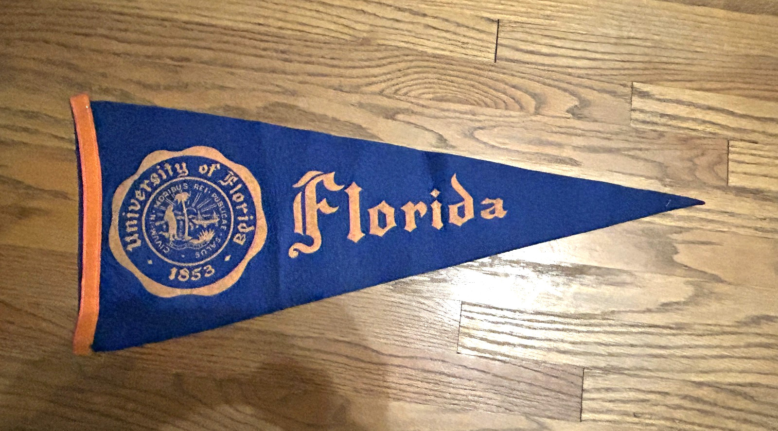 VINTAGE University of Florida seal mascot pennant / banner, 29 1/2\