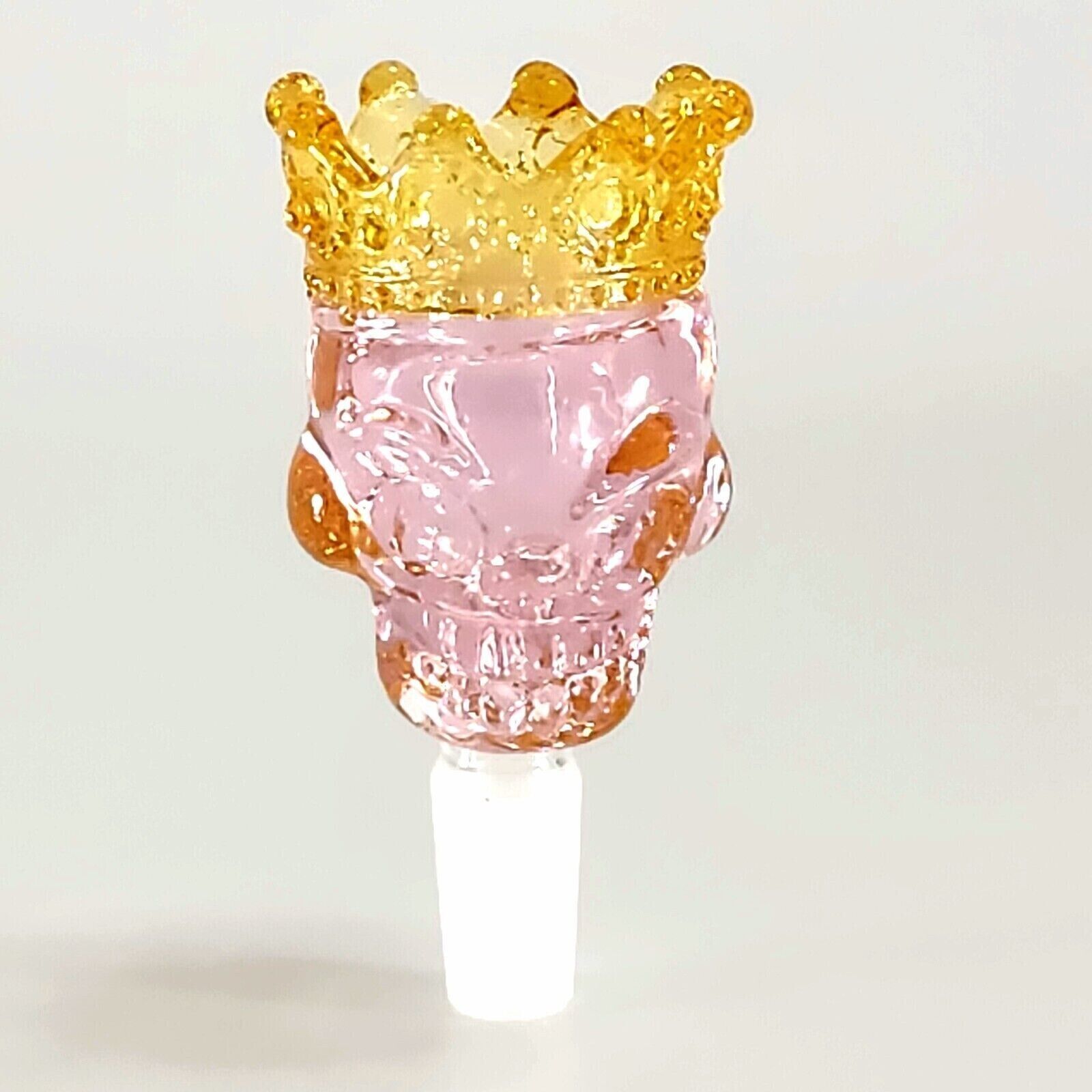 Premium 14mm Thick Glass Pink Ghost Face in Crown Bowl Head for Bong Repalcment