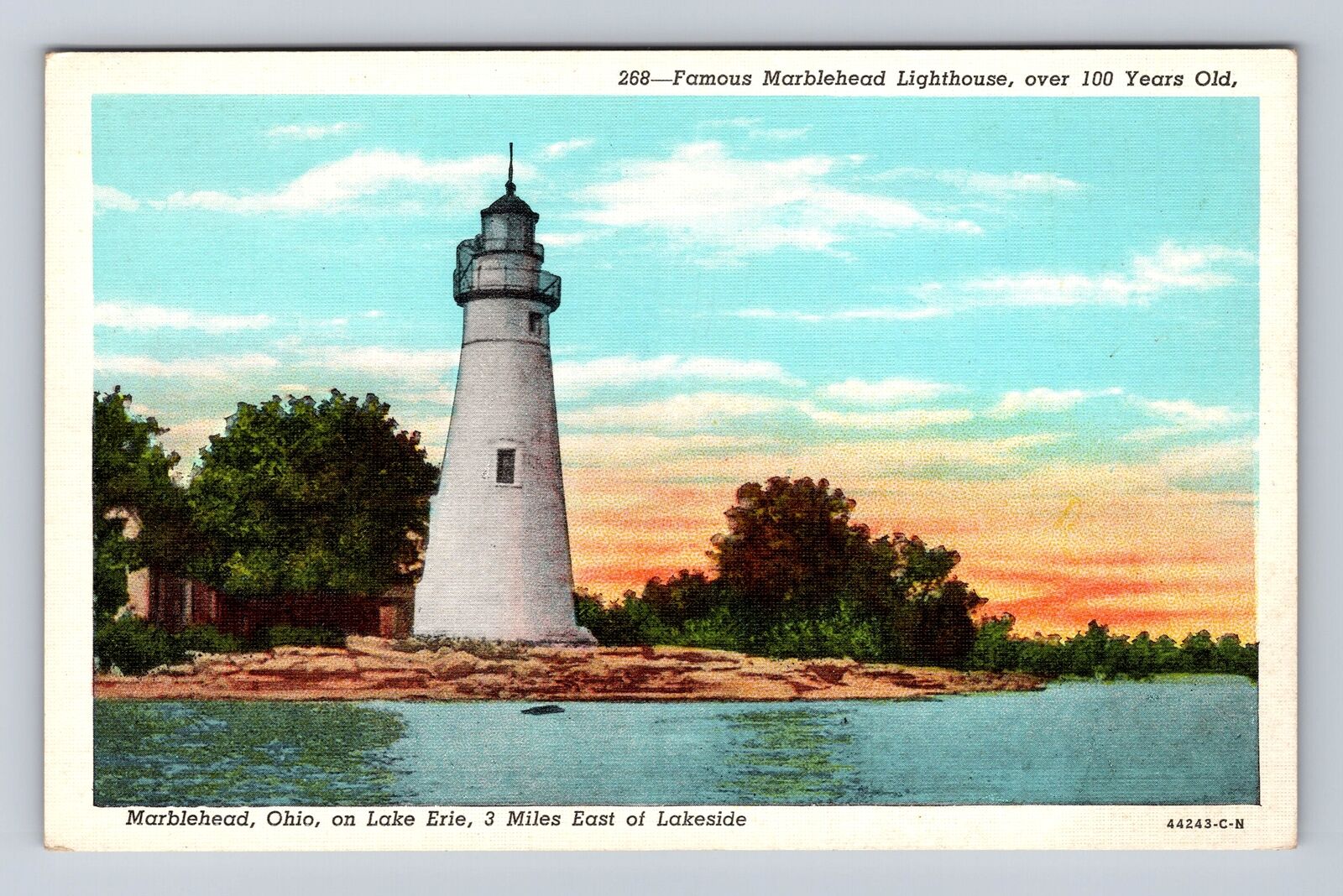 Marblehead OH-Ohio, Marblehead Light House, Lake Erie, Vintage Souvenir Postcard
