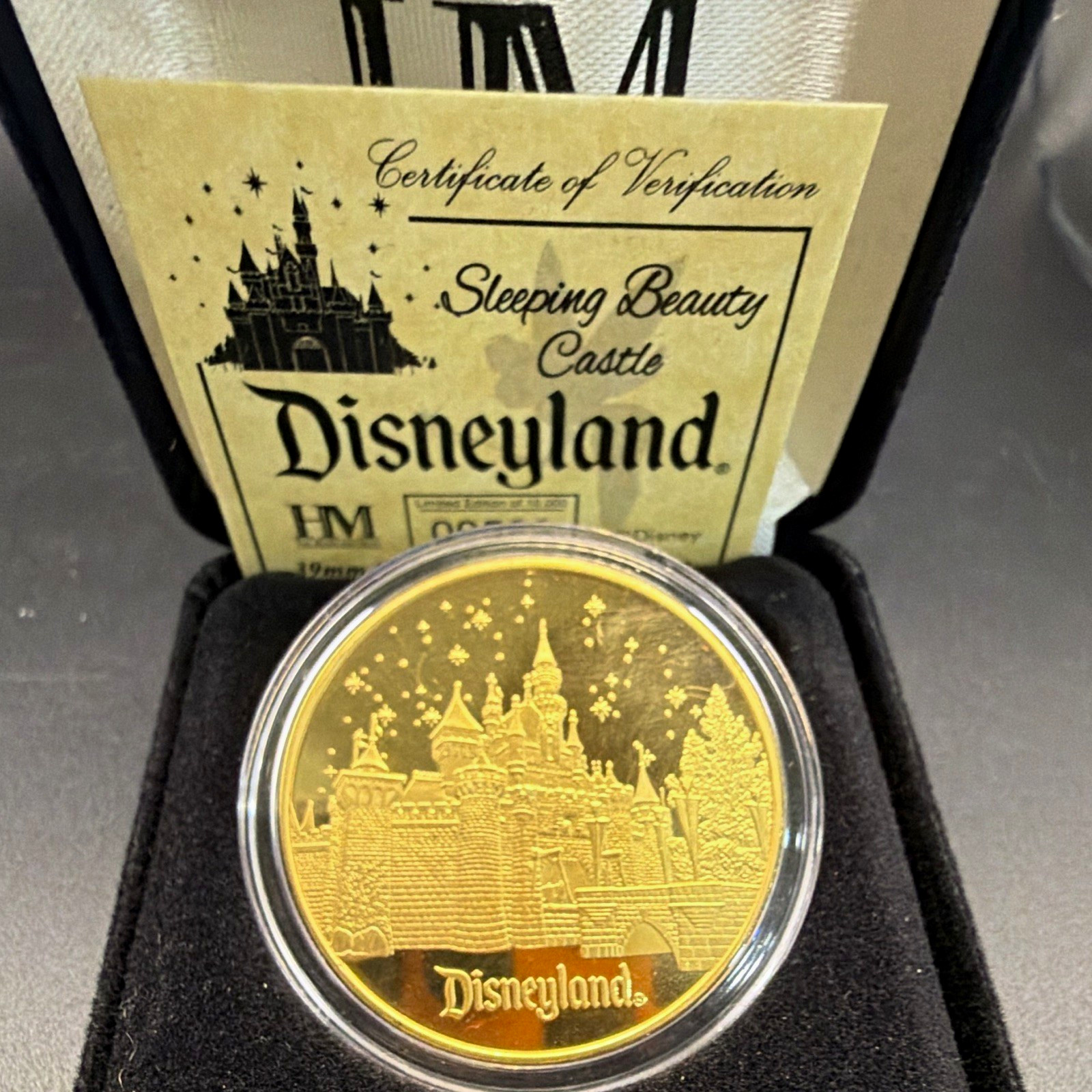 The Highland Mint Disneyland Sleeping Beauty Castle 39mm 24kt COA #00523