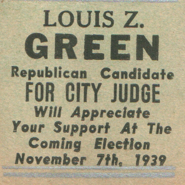1939 Louis Z Green City Judge Binghamton Broome County New York Republican Party