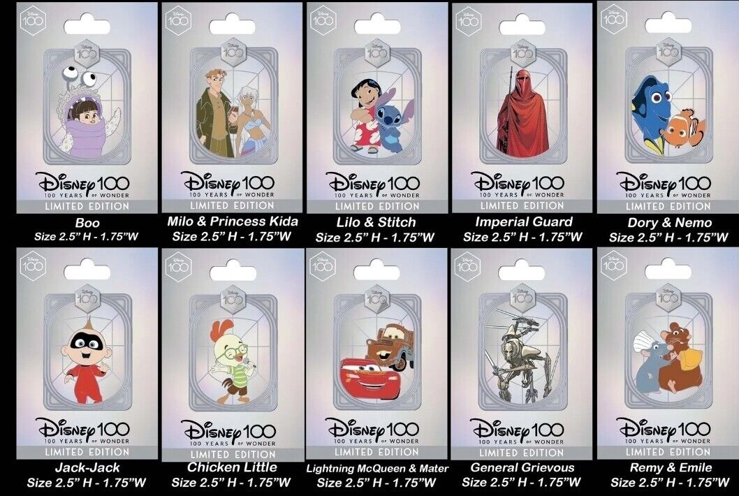 Disney DEC Celebrating 100 Years Anniversary Pin Set #7 LE 400 10 Pins