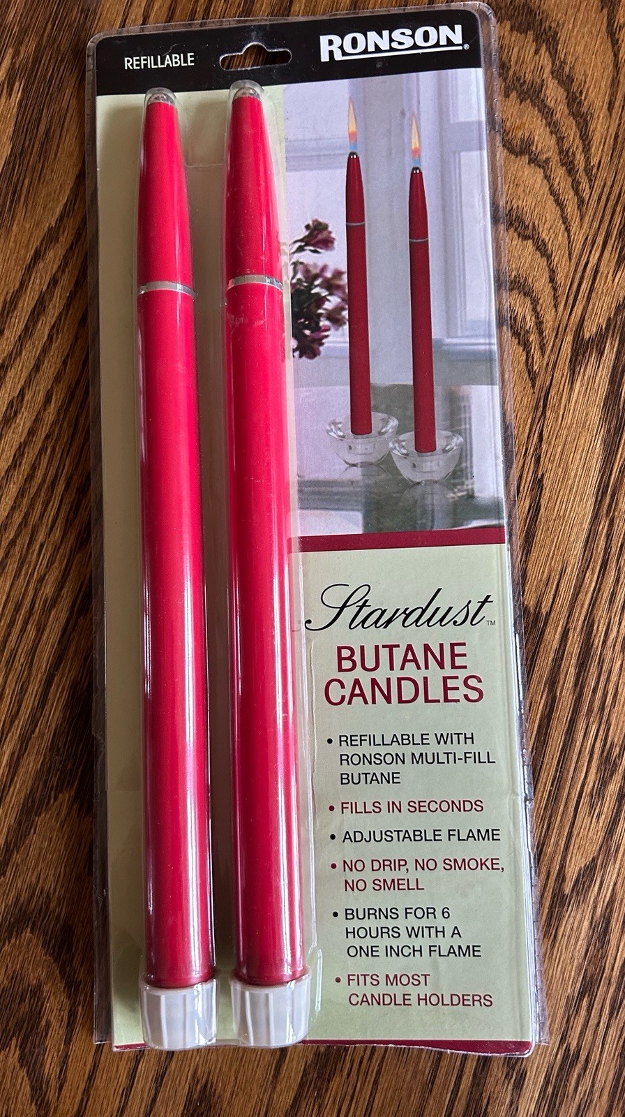 Vtg Ronson Stardust Refillable Butane Red Candles New In Package