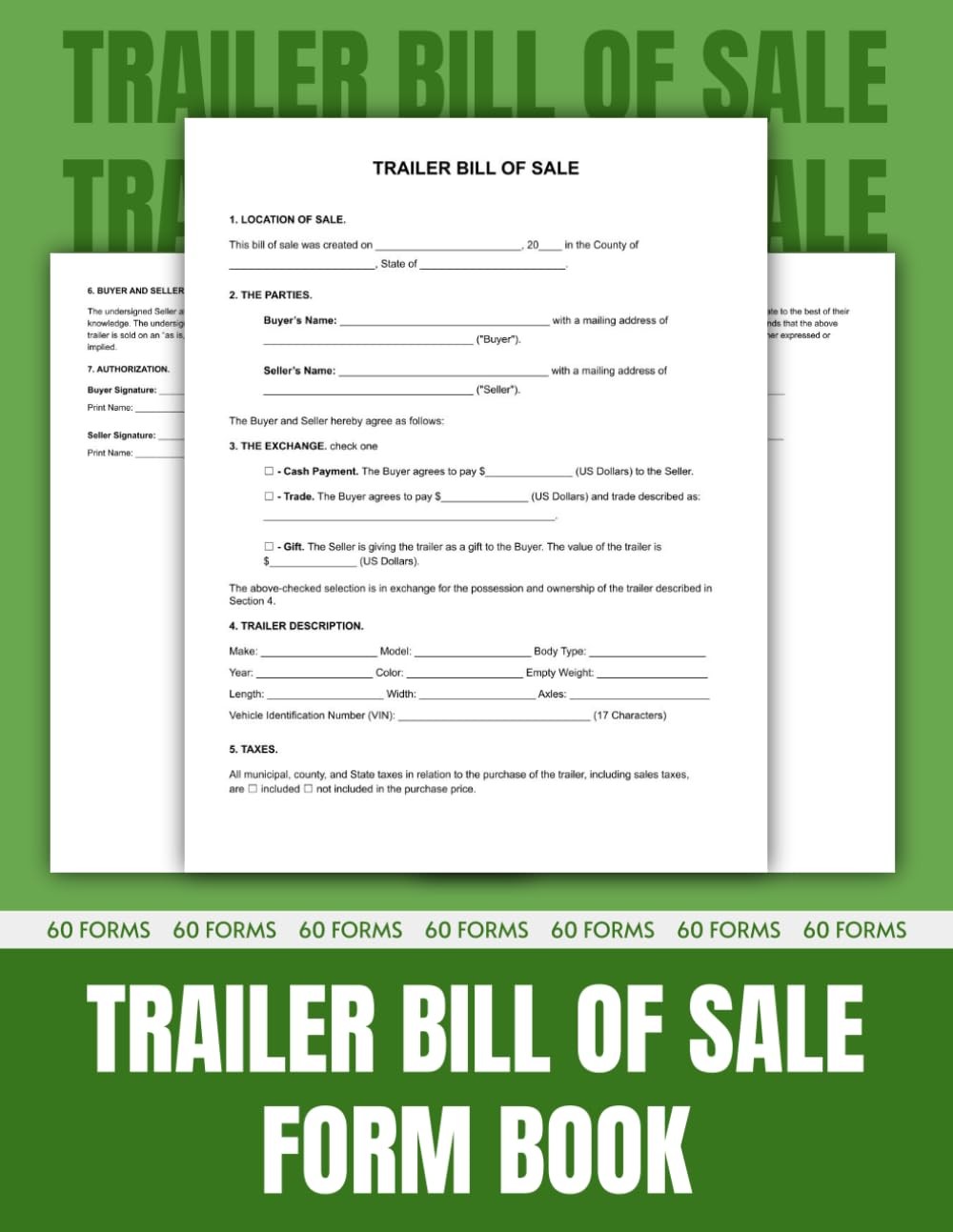 Trailer Bill of Sale Form Book: A Legal Document for Transferring Ownership and