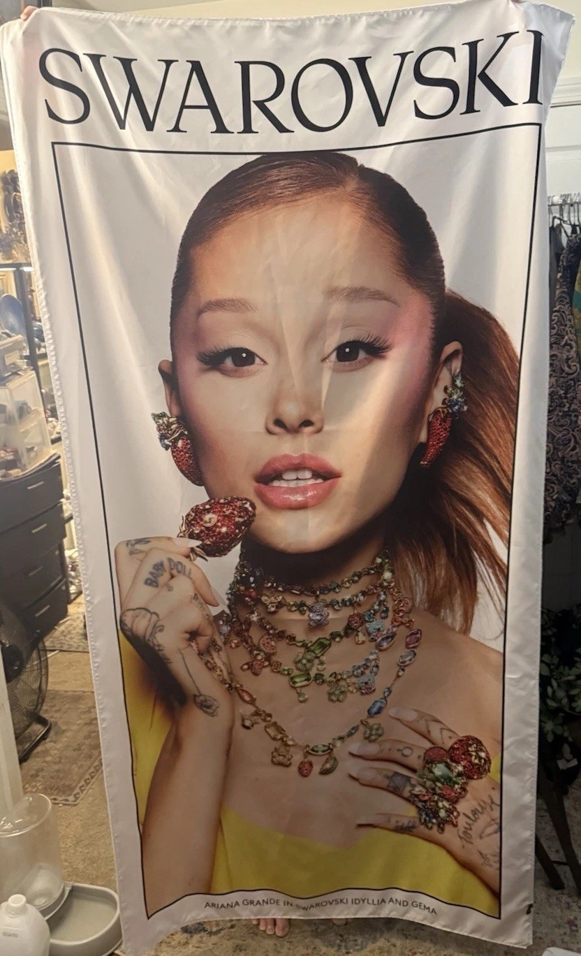 Ariana Grande Swarovski Fabric Banner 36 by 72 Inch Bright Gaphics rare