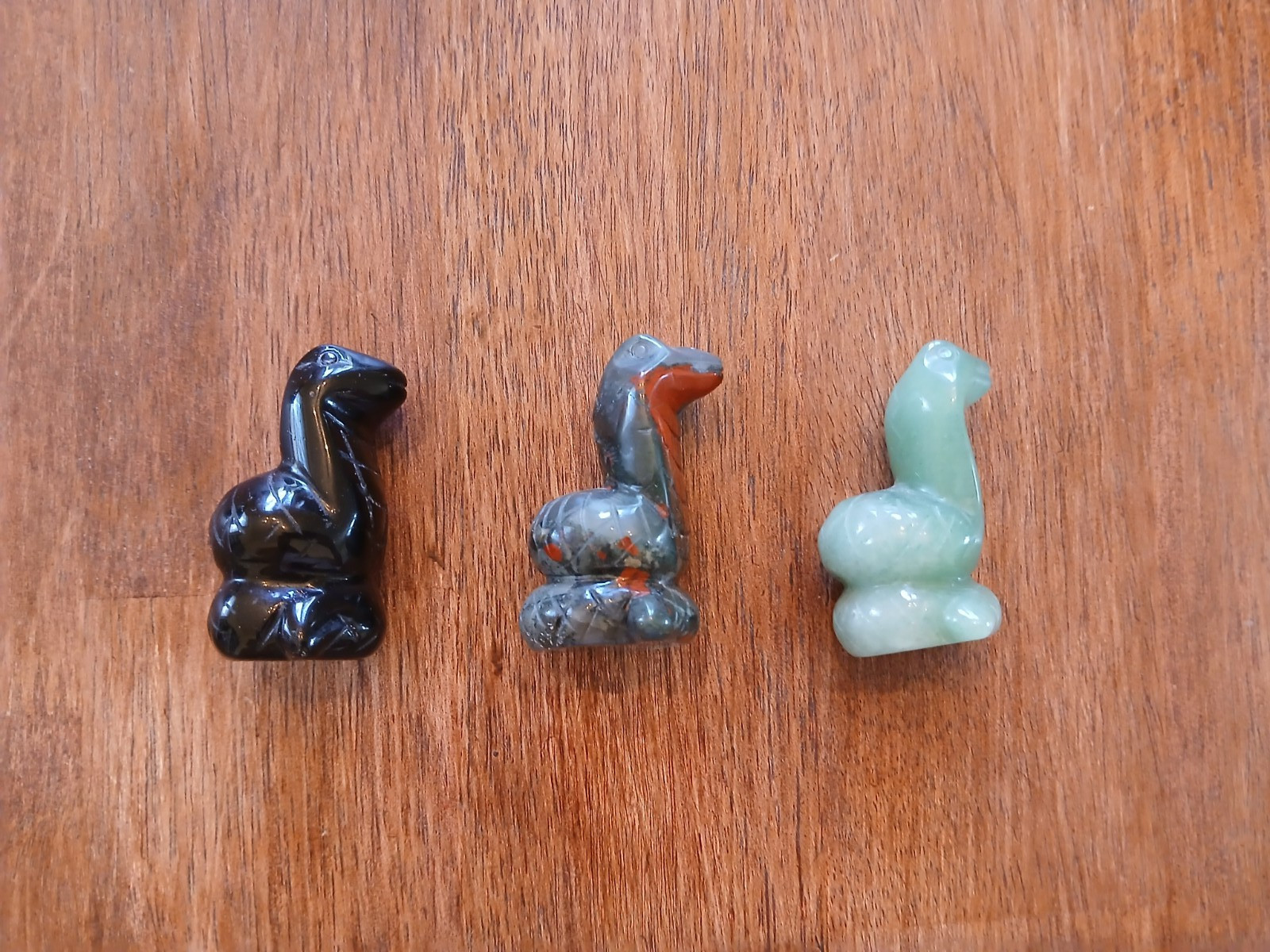 Set of (3) Stone Carved Cobras (Adventurine, Blood Stone, Onyx) - 2\