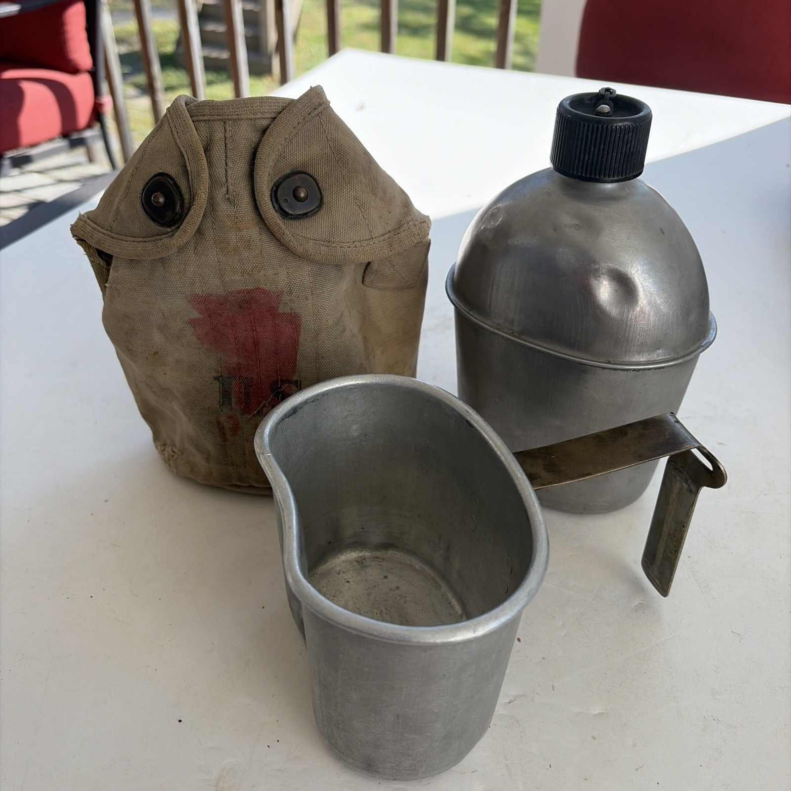 Vintage WW2 US Military 1944 Canteen Cup and Cover Set