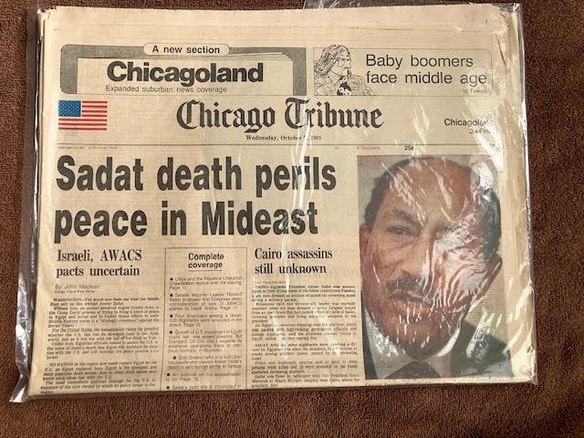 2 Vintage Chicago Tribune Newspapers 1978 1981 - ANWAR SADAT PEACE TALKS & DEATH 2 Vintage Chicago Tribune Newspapers 1978 1981 - ANWAR SADAT PEACE TALKS & DEATH