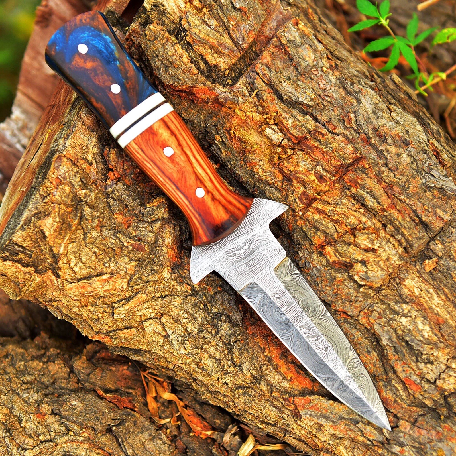 Celtic Scottish - Genuine Damascus Sgian Skean Dubh Dirk Dagger 9”Knife Fulltang