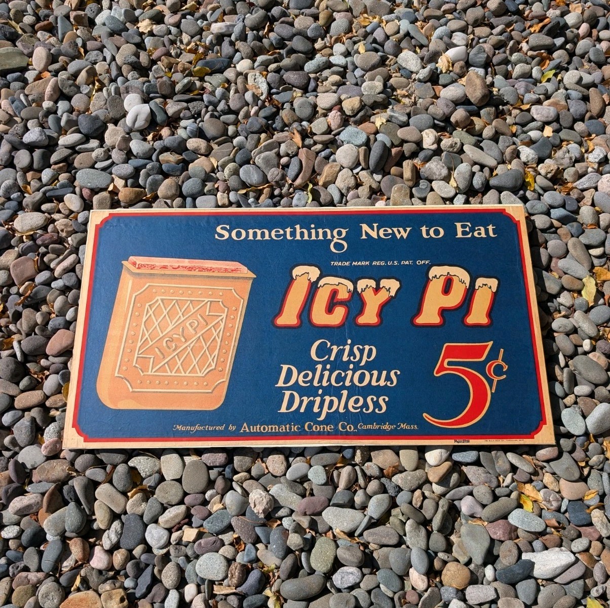 Rare 1920s Original Advertising Paper Poster Sign 5¢ Icy Pi Automatic Cone Co Rare 1920s Original Advertising Paper Poster Sign 5¢ Icy Pi Automatic Cone Co