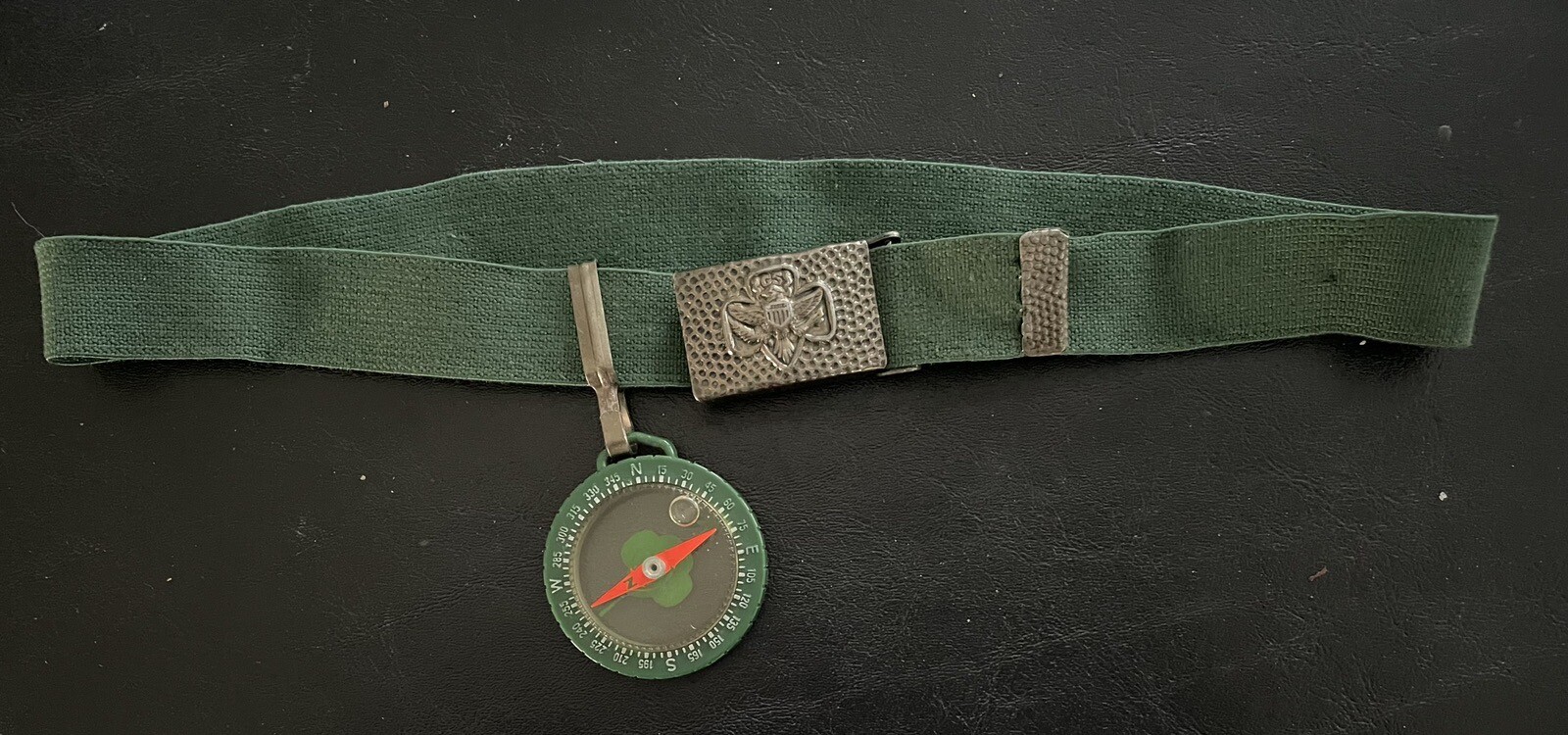 REDUCED Vintage GIRL SCOUT COMPASS ON ELASTIC BELT W/ HOOK