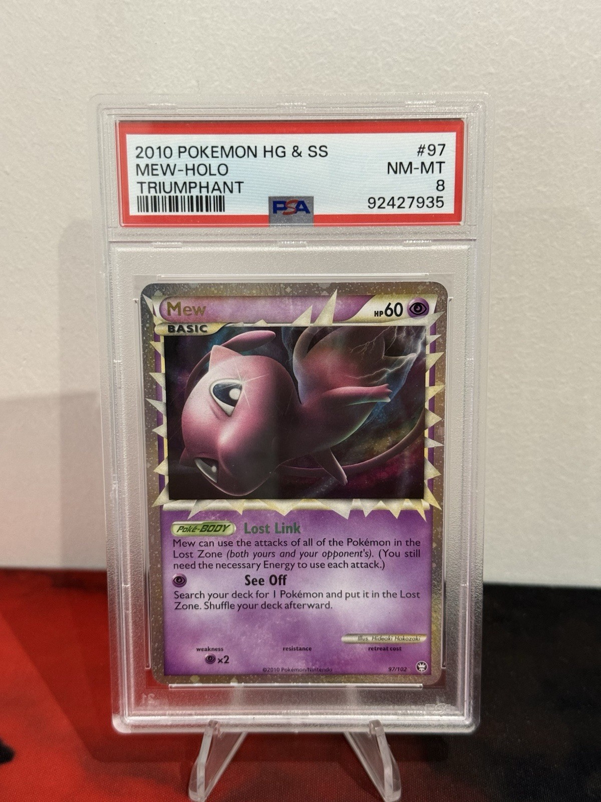 Pokémon 2010 HG&SS Triumphant Mew (Prime) Holo 97/102 PSA 8 