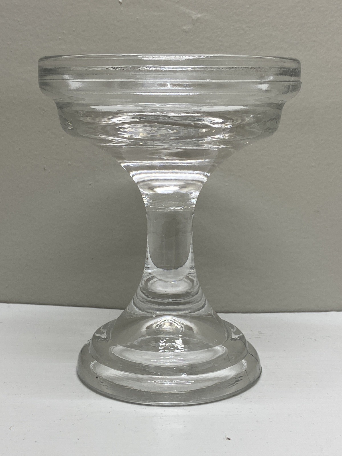Vintage Clear Glass Pedestal Fairy Lamp Base Only