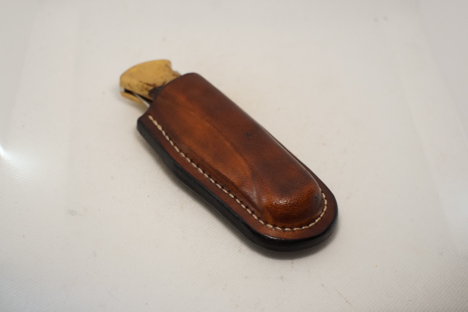 handmade buck 110 custom leather sheath dark brown, waxed, Sheath Only