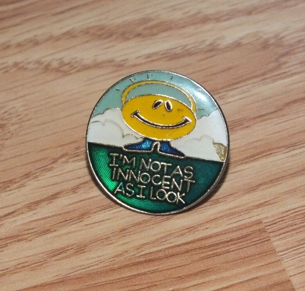 Vintage 1986 AGB I\'m Not As Innocent As I Look Collectible Enamel Lapel Pin 