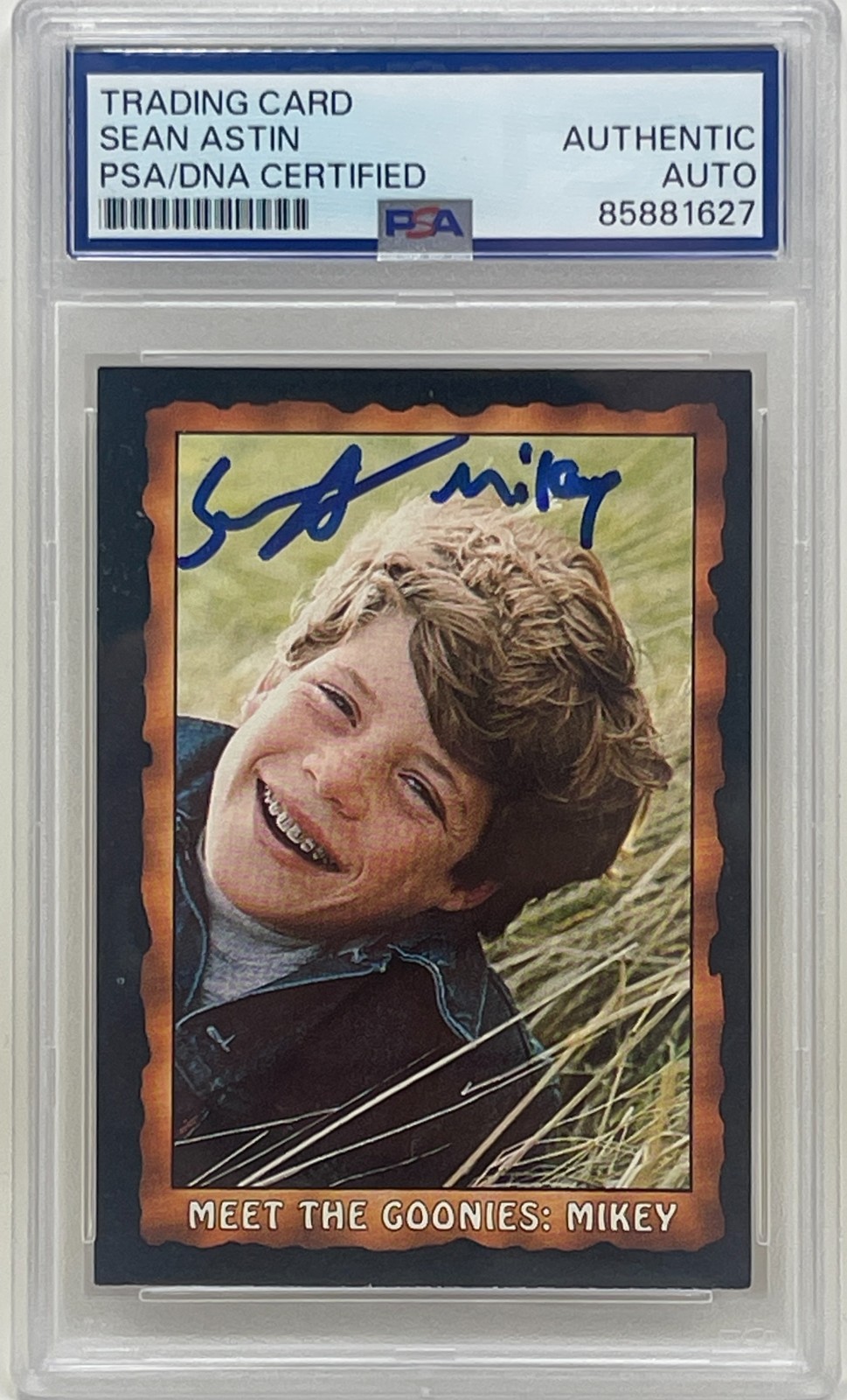 Sean Astin Signed 1985 Topps Meet The Goonies Mikey Movie Trading Card 2 PSA/DNA