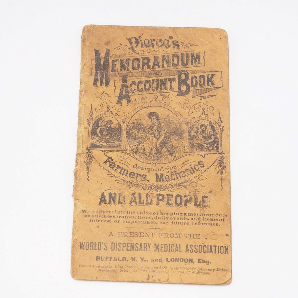 Farmers Pocket Ledger Memorandum 1880\'s Antique Worlds Dispensary Medical